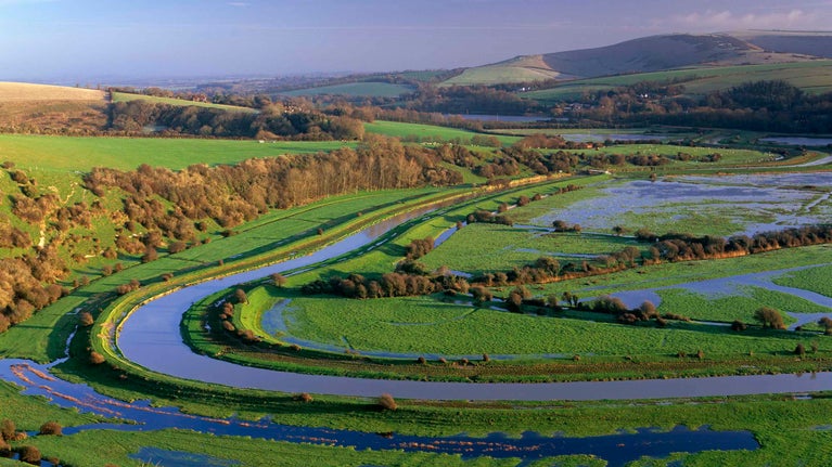Cuckmere Valley after heavy rain, East Sussex